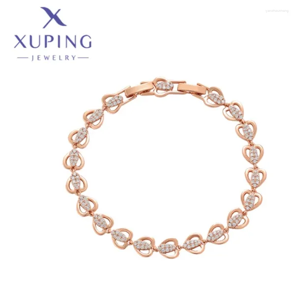 Pulseiras de link xuping jóias simples moda elegante estilo feminino rosa cor de ouro rosa colorirl de aniversário presente de aniversário x000832554