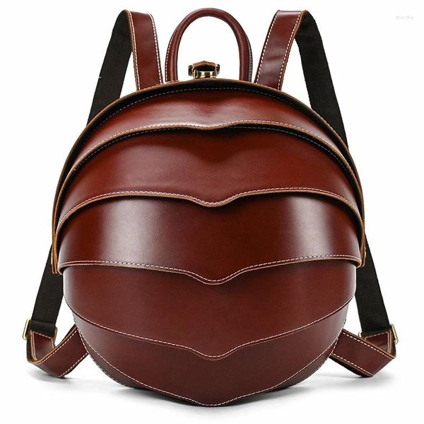 Rucksack Frauen Mode echte Lederkäfer Form echtes Männer Cowhide Rucksack Girls Red Cow Casual Daypack