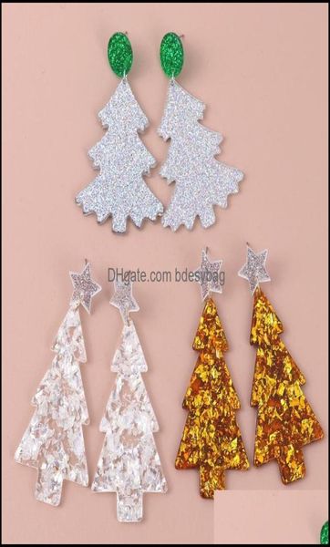 Brincos de lustres de lustres de jóias Fishsheep Glitter Glitter As árvores de Natal de acrílico cair para mulheres fofas festivas boneca de neve XM5712976