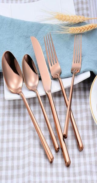 1 Set Creative Renter Plastware Set 4 Цветовой вилку вилка Spoon 5peece Sutrely Set Set Highgrade Nepanlable Steel Junnedware Tablewa4634578