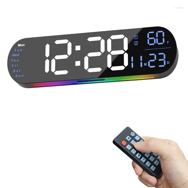 Wanduhren Digitale Uhr mit Fernbedienung 13,7 Zoll Autohelligkeit Dual Alarm Timer für Schlafzimmer Geschenk