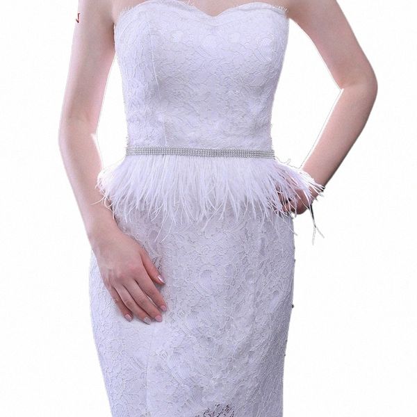 TopQueen Bride Wedding Dr Belts White Feather Designer feminino Party PROM ETANTE DABOLA BAND ACORCORES femininas S496A J0JB#