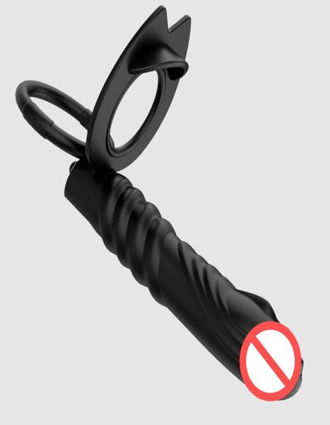 Bolas de escroto de pênis preto ejaculando anéis de bongo de atraso Anus vibrador e tira de bala vibrada nos vibradores brinquedo sexo anal para 7564223