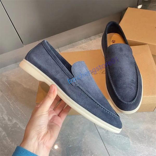 Erkekler Sıradan Ayakkabı LP Loafers Düz Düşük Üst Süet İnek Deri Oxfords Loro Moccasins Yaz Yürüyüş Konforu Loafer Slip üzerinde Loafer Kauçuk Sole Flats EU35-47 L4