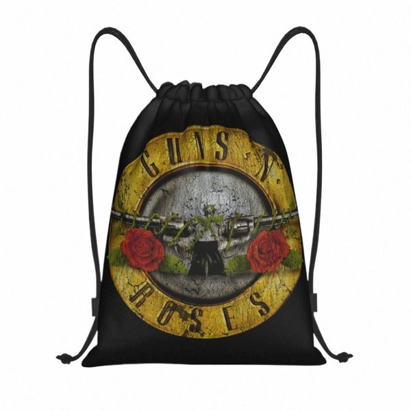 Pistolas personalizadas N Roses Bullet logotipo Saco de cordas para treinamento de ioga mochilas homens homens homens esportes de metal pesado sackpack u0bb#