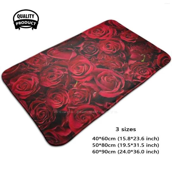 Teppiche romantische rote Rosenmuster Design 3D weicher Schlupfmatten Teppich Teppich Kissen rosa Vintage Blumen Geometrisch