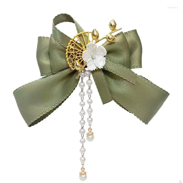 Antike elegante Haarclip mit chinesischen Perlenstil Federklammern Schleifen und Blumen Vintage Accessoires für Frauen