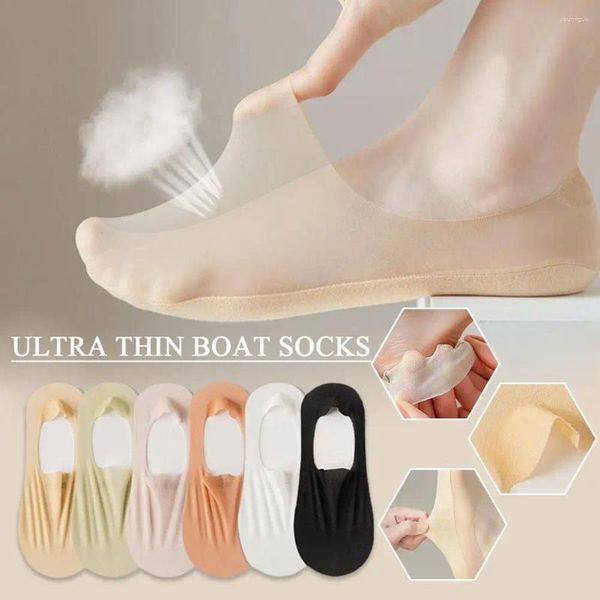 Frauen Socken 5pairs Frauen Super Invisible No Show Sommer Dünn Silikon Nicht-rutschflourer flacher Mund fest für High Heels Boot