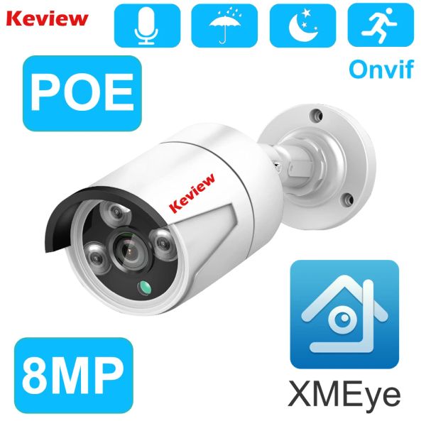 System Keview 8MP 4K 5MP 3MP Outdoor IP -Kamera POE wasserdichtes H.265 Sicherheitsüberwachung Bullet CCTV -Kamerabewegungskennung Kamera