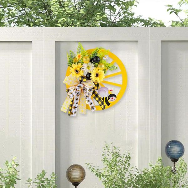 Fiori decorativi girasole ghirlanda ghirlanda ghirlanda rustica porta anteriore molla impiccata per il festival da parete fattoria di portico interno