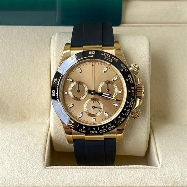 Relógios de pulso de luxo de luxo assistência mecânica automática esportes ao ar livre panda dial panda dourado rosa preto borracha de borracha