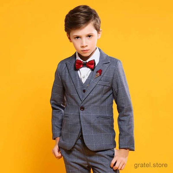 Abito Flower Boys Abito da sposa formale Giacca per bambini+gilet+pantaloni+abbigliamento da smoking bowtie set da gentiluomo per bambini costume da festa di laurea