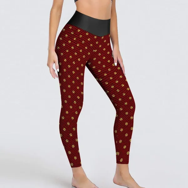 Frauen Leggings Retro Gold Dot Festive Polka Dots Gymfitazitat Yoga Hosen Lady Push Up Funny Leggins sexy schnelle trocken gedruckte Sportstrumpfhosen