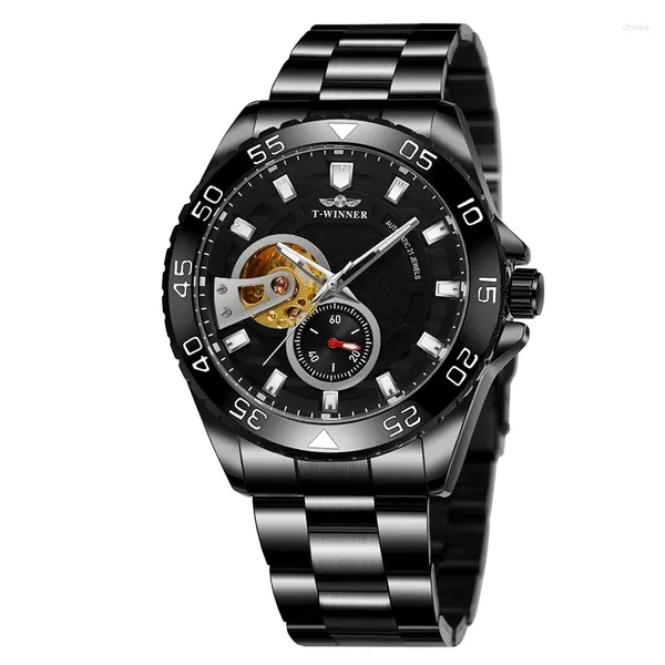 Armbanduhren All Black Steel Herren -Frauen automatische Bewegung Watch Business Travel Sapphire Mirror