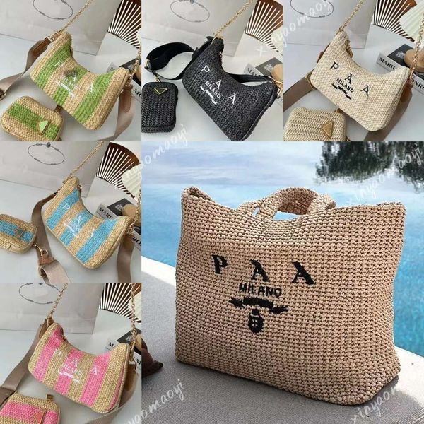 Totes Bolsas de Triângulo de Luxúria Bolsas Designer sacolas para feminino de palha Raffias Handle Bolsa de praia Shopper Sacos de embreagem masculino Moda de moda