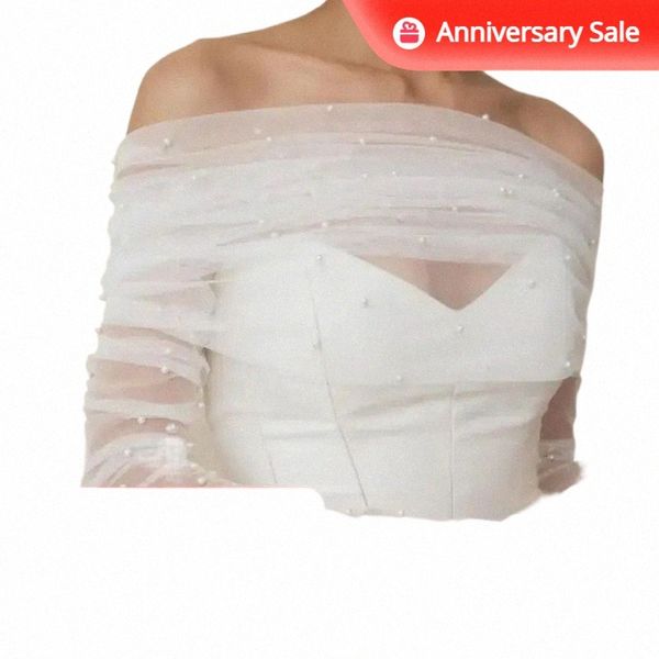 VG73 Maniche nuziali Massicchiabili racchi da sposa Giacche perle perle in perline Top avvolgimento trasparente Bolero Bachelorette Party Accories D1ts#