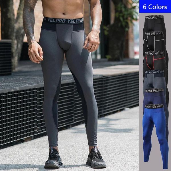 Männer thermische Unterwäsche Olome Spleißkompression Strumpfhosen Sport Leggings Männer dünne elastische Fitnesshosen Fitnesshosen Mann solide rennen schnell trocken