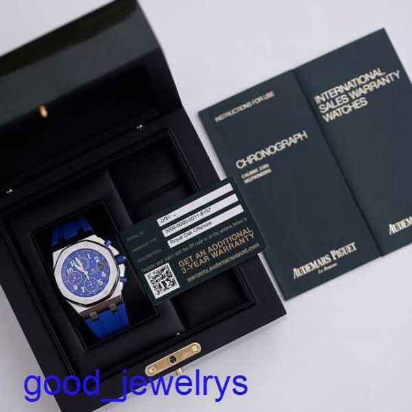 AP Brand Wrist Watch Blue Elf Royal Oak Offshore 26470ST Mens Assista Precision Steel Azul Face automática Máquinas Swiss Famous Luxury Sports Watch