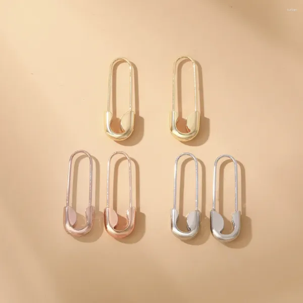 Dangle Ohrringe einfache Mini -Safe -Pin für Frauen Metall Gold Farbe Instagram Stil Mode Schmuckzubehör Acessoires