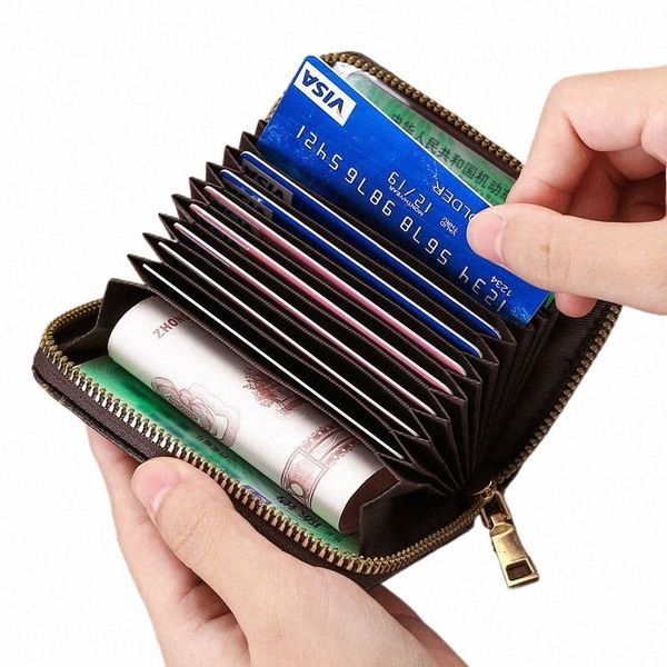 Novo Multi -Card Positi Anti -Magnético Anti -Theft Card Saco PU Zipper Carteira de Crédito Crédito Caso de Caso Banco Caixa de Coin Burse x8tr#