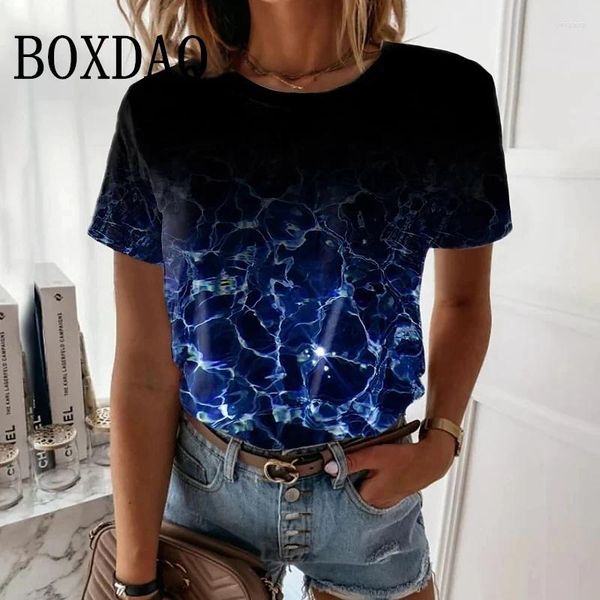 Camicie da donna 2024 Summer Elegant Shirt Casual Abstract Painting Stampa Fashion Gradient Short Short Vintage Tops Plus size