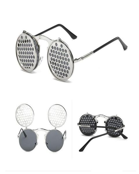 Óculos de sol retro a vapor punk para homens homens espetáculos elegantes da moda Lente Double Camada Lente Mirror Sombra óculos