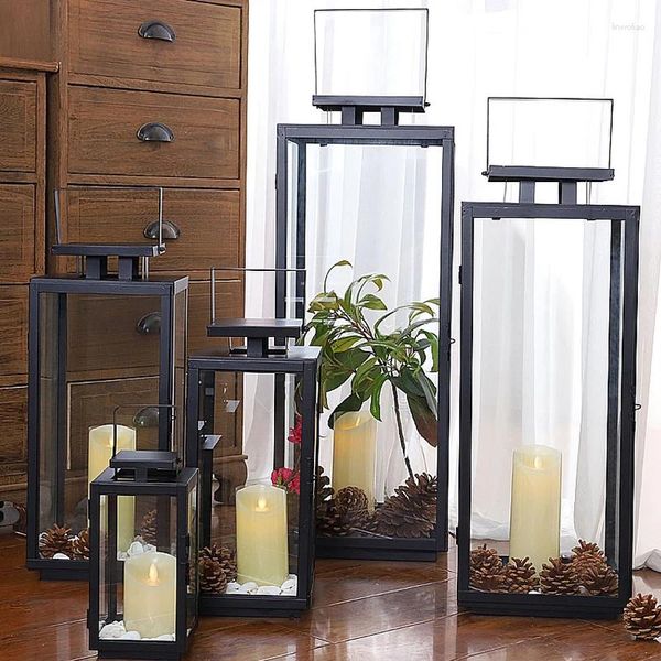 Candele Black Parti moderno soggiorno tavolo geometrico trasparente lampadario in metallo bougeoir decorazione