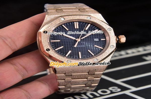 Novo 44mm 15400 A2813 masculino automático assistir textura azul Dial Dial Goll Gold Matte Rose Gold Bracelet de alta qualidade Relógios Hellowatch C2474081