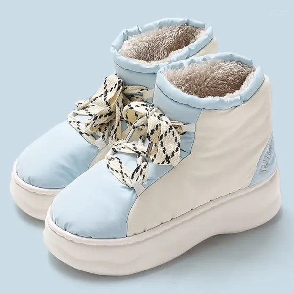 Scarpe casual con tacco spesso stivali da neve impermeabili per donne inverno soffice 2024 peluche ladies piattaforma grosso al di fuori del stivale leggero