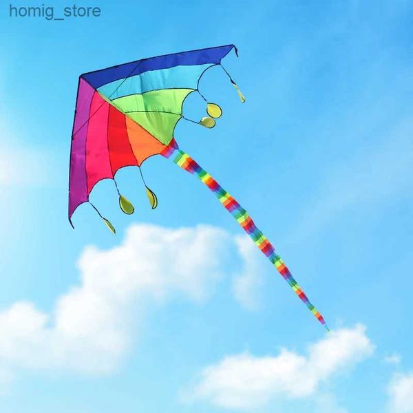 Yongjian Rainbow ombrello Kite Facile aquiloni delta per adulti o bambini regalo di compleanno per giocattoli all'aperto con 100m di aquiloni Y240416