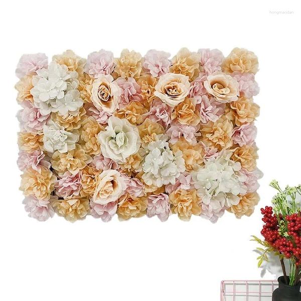 Flores decorativas Champagne Rose Hydrangea Artificial Flower Wall Painel de casamento Festa de cenário Decoração El Christmas Customizada