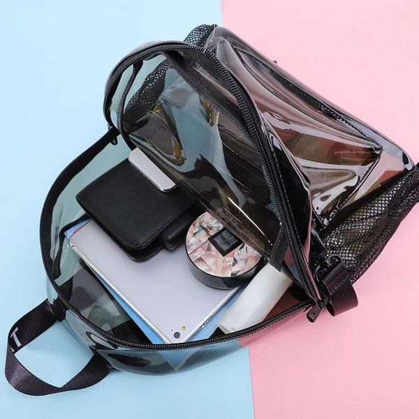 Рюкзак мода ястная ПВХ Женская тенденция прозрачная сплошная школьная сумка для девочек ребенок мочила