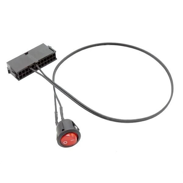 PC-Server ATX PSU 24PIN FEIGHT SOCKKET STARTER SWITTEL Taste Stromkabel 18AWG Selbstverschließboot Form 50 cm rote Indikatorleuchte