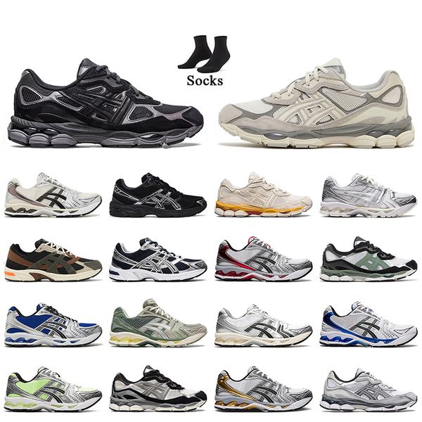 Asics Gel NYC Running Shoes Kayano 14 Women Mens JJJ Jound Silver Black White Trainers Cream Oyster Grey 1130【code ：L】Cloud Runners Mesh Sneakers