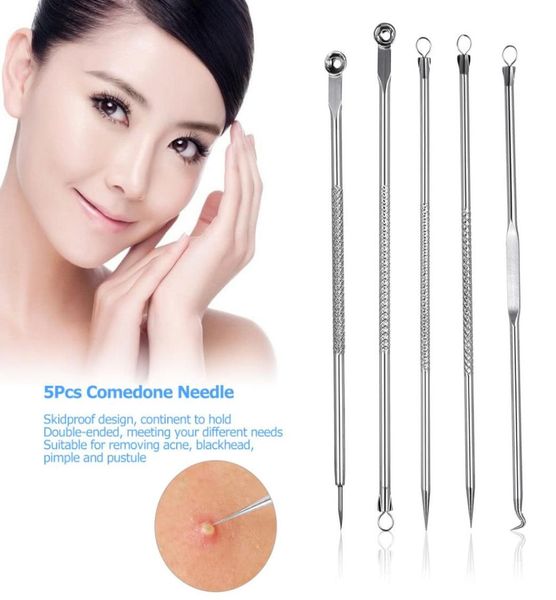 5pcs inossidabile Blackhead comedone rimodella ad ago briciolo per pimputrice estrattore di acne faccia pulita pulita 66661699