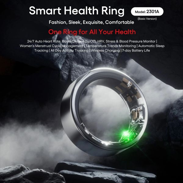 2024 Smart Ring für Gesundheit Männer Frauen Ring Herzfrequenz Blutdruck Finger Ring Schlafmonitor Smart Ring für Android 240412