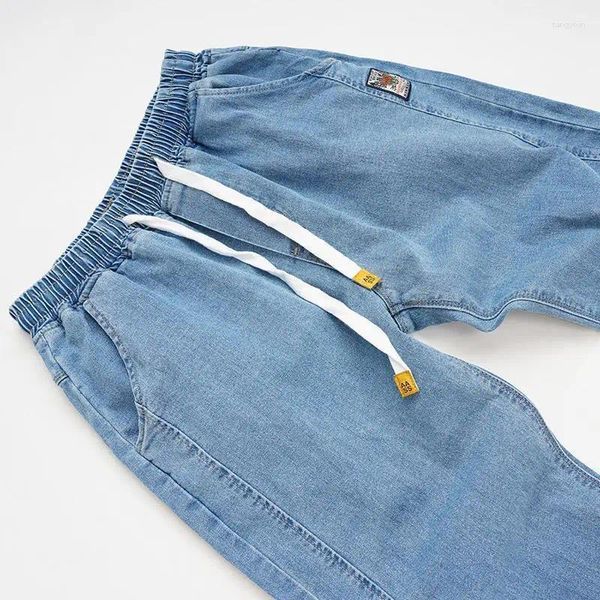 Jeans masculinos 2024 Y2K Moda japonesa e coreana elástica cintura calça de harém masculino com conforto casual da moda lavado