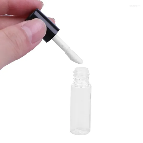 Garrafas de armazenamento sdatter 10pcs vazias Tubos de brilho labial transparente PE Mini -amostra de amostra de tubo de plástico recipiente cosmético com tampa 1x4.3c
