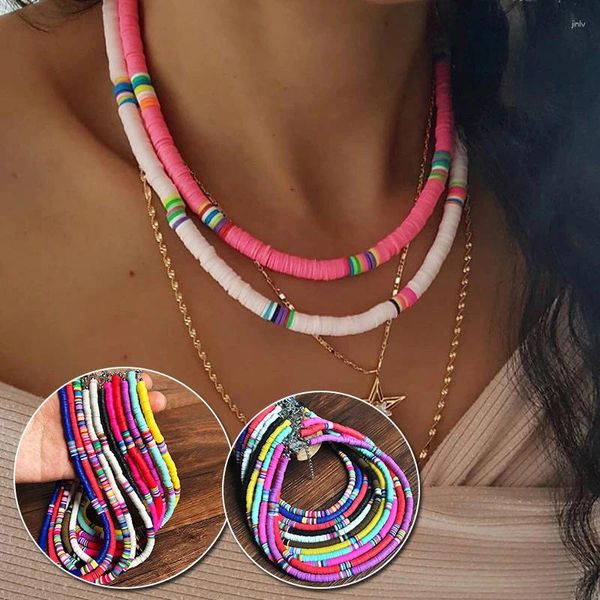 Colares pendentes 1pc Chave curta Mulheres colar de argila macia Presente colorido Jóias Bohemia Acessórios de moda