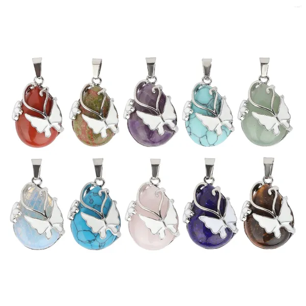 Colares pendentes 1pcs Butterflywaterdrop Stone natural com caixa de tela Chain Charm de jóias femininas de jóias para colar