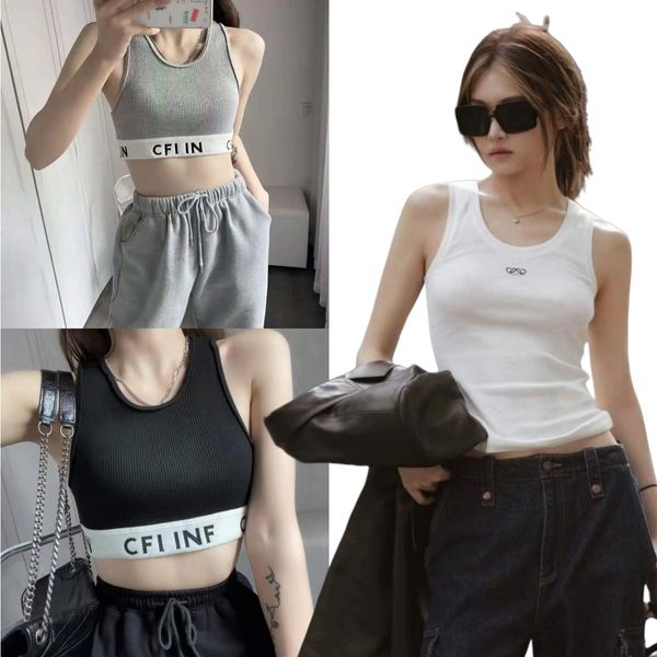 Loewew Womens Top Top Women Tops Loewve TEES Summer Casual Remoding Logo Top Designer Fashion Knitted Sleeveless Gret serbatoi ricamato Abbigliamento camis