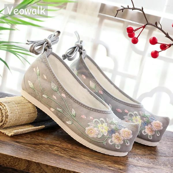 Lässige Schuhe vintage Vintage bestickter Winter mit Pelz für Frauen Damen atmungsaktiven chinesischen Baumwollzehen weiß