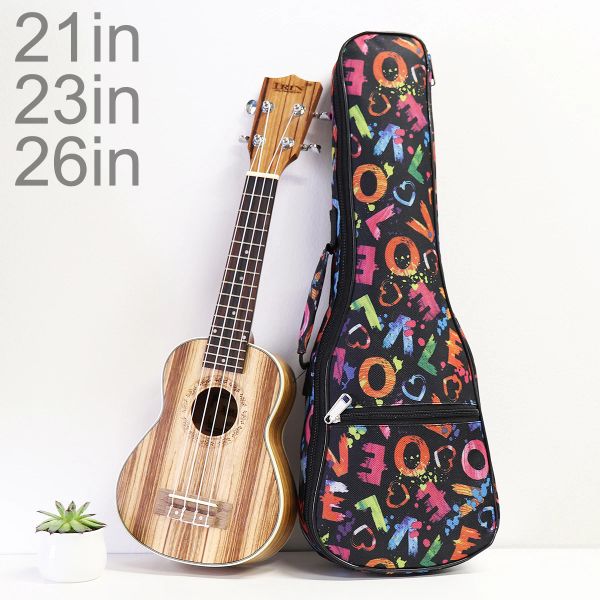 Cabos 23 23 26 polegadas de 26 polegadas de ukulele saco de ukulele capa de esponja de 10 mm bolsa de show ukelele mini guitarra de mochila à prova d'água acolchoada