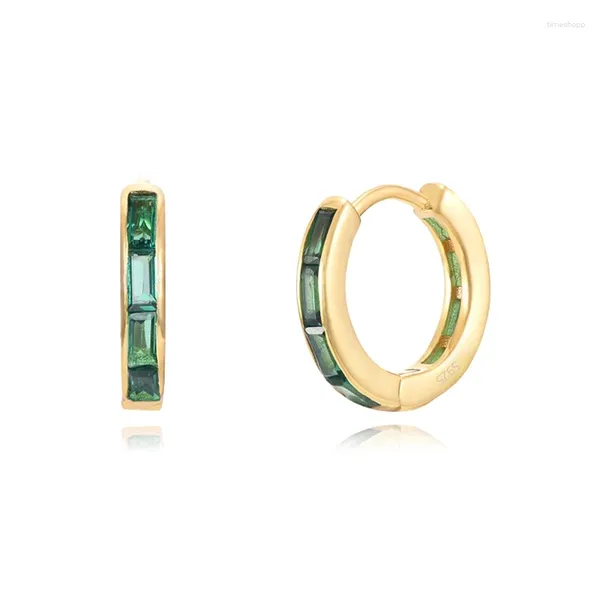 Orecchini a cerchio aiutante 925 sterling argento colorato colorato zircone pavimentazione huggie per donne versatili di cristallo verde bianco nero