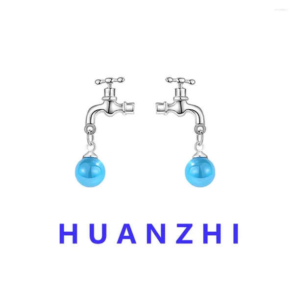 Orecchini per borchie Huanzhi ines blu gocce creativa tocco raro eccentrico unisex gioielli unisex per donne ragazze alla moda y2k regalo di compleanno 2024