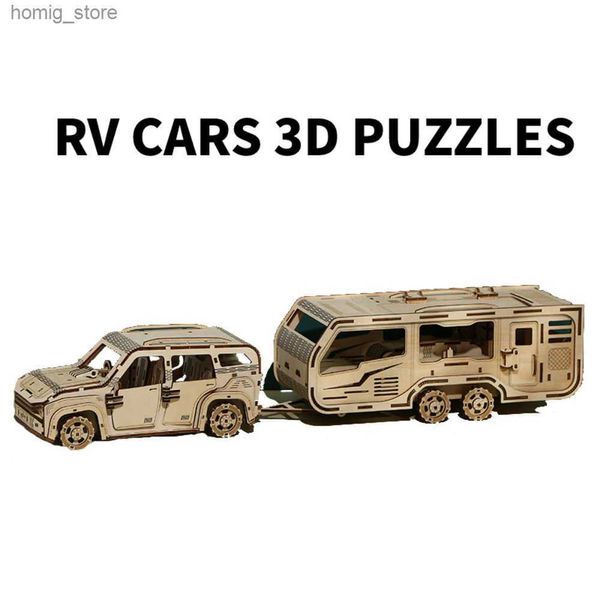 Puzzle 3D Modello Kit Kit Kit per bambini per le auto da camper 3d per le auto da costruzione per la costruzione di un turistico per abilità pratico per adulti camper camper camper jigsaw y240415