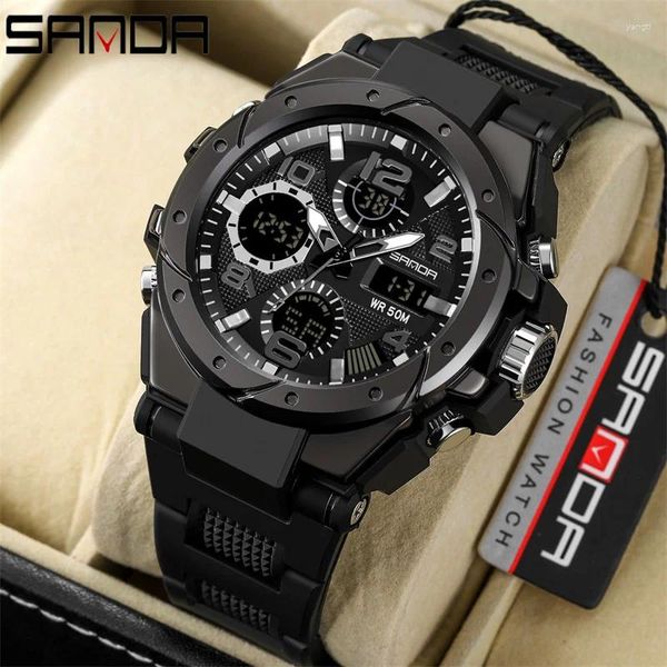 Orologi da polso sanda digital watch uomini uomini sport militare quarzo orologio da polso top clopt orologio maschile waterroof waterroowatch 6008