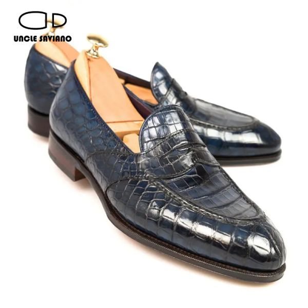 Сапоги дядя для савиано лоферы мужская одежда для обуви крокодила принтов модная свадьба навесная кожаная дизайнер