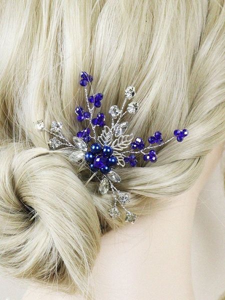 Blue Rhinestes Hair pinos FRS FUNHAS MULHERES CABEÇAS PROM CABELO DE CABELO DE CABELO DE CABELO DE CABELOS DE CABELOS PARA CLIPS DE CONSÍVEL N85M#