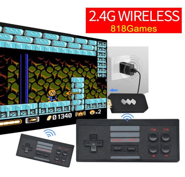 4K HD 24G Wireless Game Controller Portable Handheld Game Consoles Classic Retro 818 TV Out Video Game Player für Kinder Two Player2897554